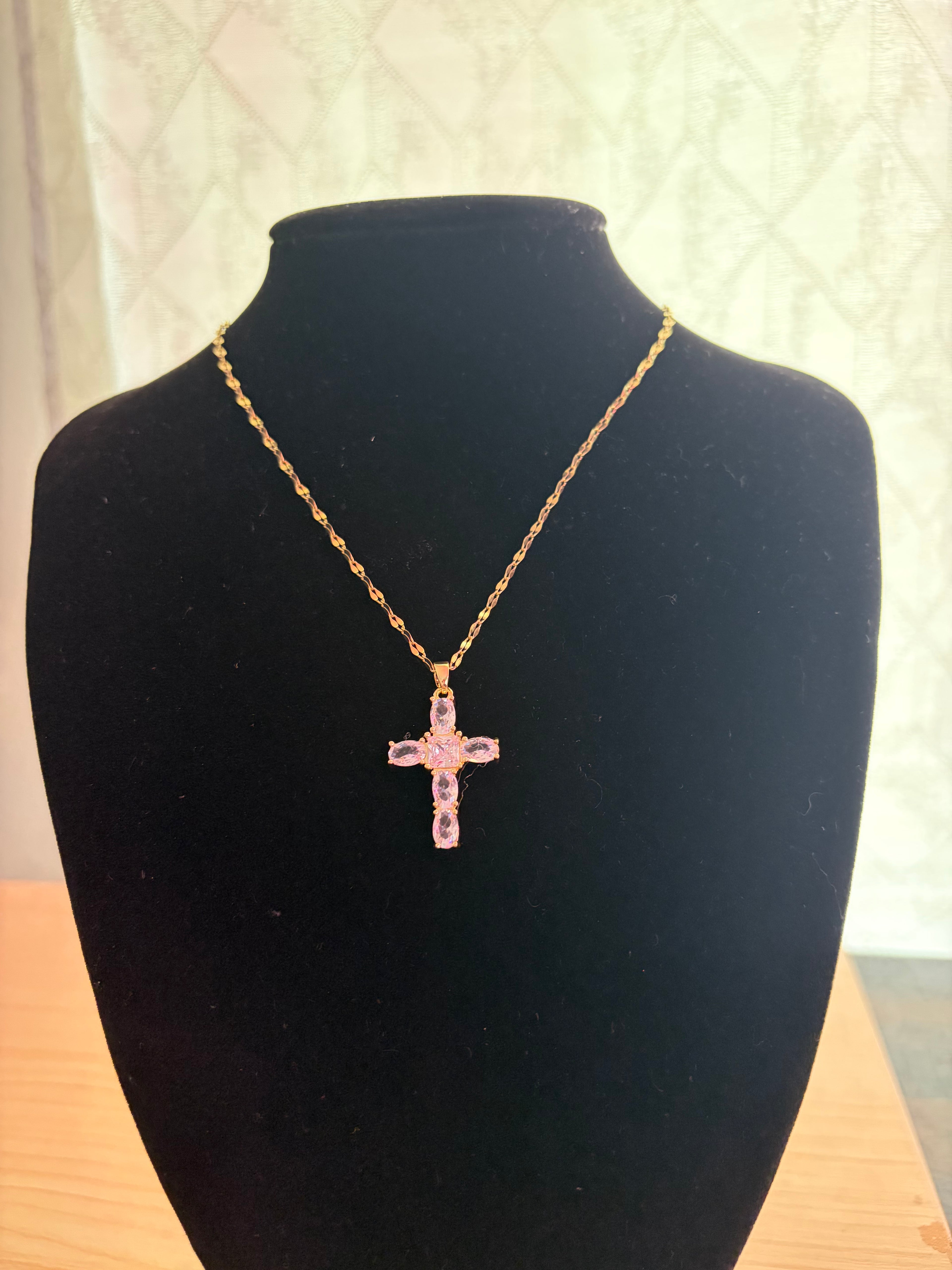 Blossom of Faith 18k gold plated Cross Necklace
